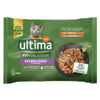 Ultima Cat kapsičky, 96 x 85 g - 25 % sleva - Sterilised kuřecí a losos