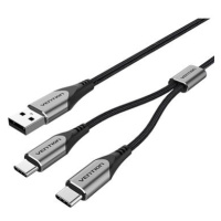 Vention USB 2.0 to Dual USB-C Y-Splitter Cable 0.5m Gray Aluminum Alloy Type