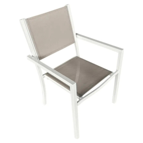 Tempo Kondela Zahradní stohovatelná židle DORIO - bílá ocel/světle šedá + kupón KONDELA10 na oka