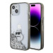 Karl Lagerfeld hard silikonový obal iPhone 15 6.1" Transparentní Liquid Glitter Choupette