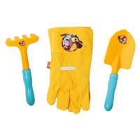 BINO Zahradní set pracovní rukavice se 2 nástroji Máša a medvěd žlutý
