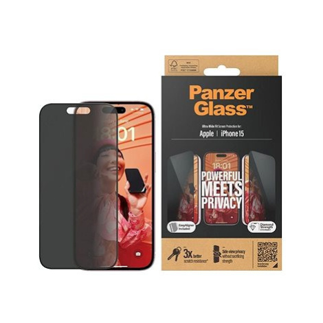 PanzerGlass Privacy Apple iPhone 15 s instalačním rámečkem