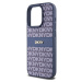 DKNY PU Leather Repeat Pattern Tonal Stripe kryt iPhone 14 Pro modrý