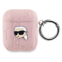 Pouzdro Karl Lagerfeld PU Embossed Karl Head Apple AirPods 1/2 Pink