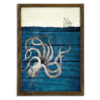 Wallity Nástěnný obraz Octopus 50x70 cm modrý