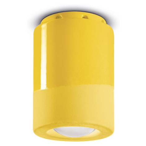 Ferroluce Stropní svítidlo PI, válcové, Ø 8,5 cm, žluté Ferro Luce