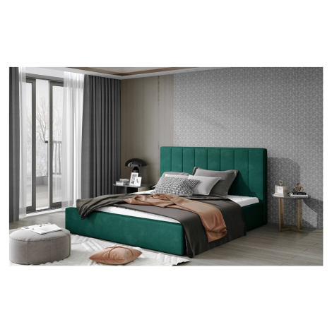 Artelta Manželská postel AUDREY s úložným prostorem | 140 x 200 cm Barva: Zelená / Kronos 19