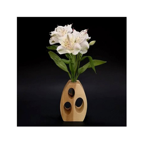 AMADEA Dřevěná váza oblá s otvory, masivní dřevo, výška 12 cm