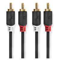 Nedis stereo audio kabel, 2x RCA konektor- 2x RCA konektor, pozlacené, 2m