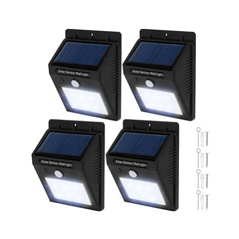 Tectake 4 Venkovní nástěnná svítidla LED integrovaný solární panel a detektor pohybu, černá