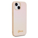 Guess PU Leather Iridescent Metal Script kryt iPhone 15 zlatý