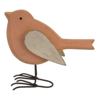 Dřevěná dekorace pták růžová 15cm