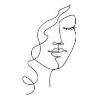 Ilustrace Abstract woman face with wavy hair., prezent, 30x40 cm
