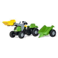 Šlapací traktor s přívěsem a lžící Rolly Toys 023134 zelený