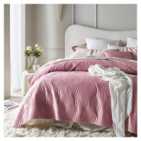 Růžový velurový přehoz na postel Feel 200 x 220 cm