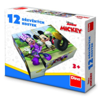 Dřevěné licenční kostky Mickey Mouse – 12 kostek DINO