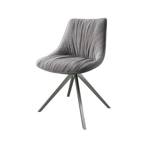DELIFE Otočná židle Elda-Flex texturovaná tkanina světle šedá křížová podnož hranatá otočná