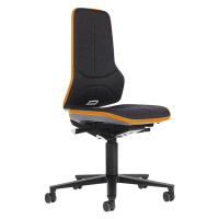 bimos Pracovní otočná židle NEON, kolečka, synchronní mechanika, látka, oranžový flexibilní pás