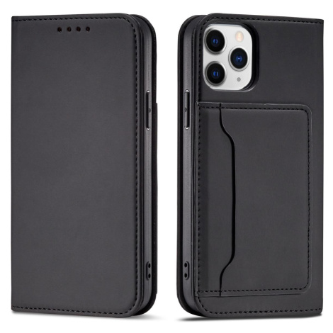 Magnet Card Case elegantní knížkové pouzdro s venkovní kapsou na iPhone 13 Pro MAX 6.7" Black