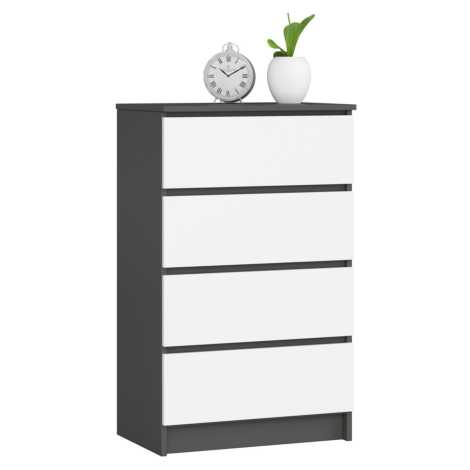 Komoda K60 4SZ - šedá/bílá Akord
