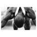 Fotografie Runner bending forward, stretching, Digital Vision., 40x26.7 cm