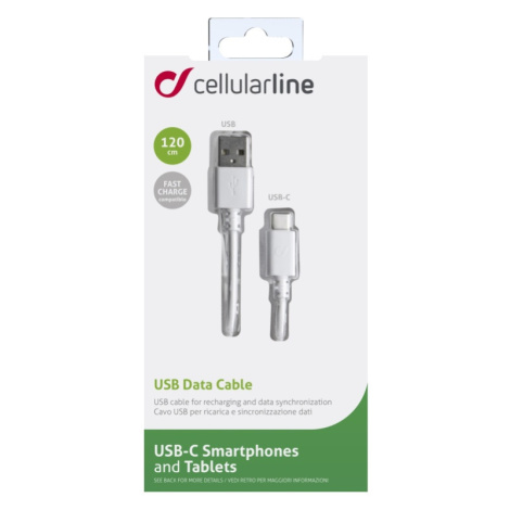 USB datový kabel Cellularline s USB-C konektorem (PD), 60W max, 1,2 m bílý