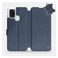 Flip pouzdro na mobil Samsung Galaxy A21S - Modré - kožené - Blue Leather