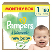 PAMPERS Pleny jednorázové Harmonie Baby vel. 1, 180 ks, 2kg-5kg