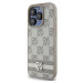 DKNY PU Leather Checkered Pattern and Stripe kryt iPhone 15 Pro béžový