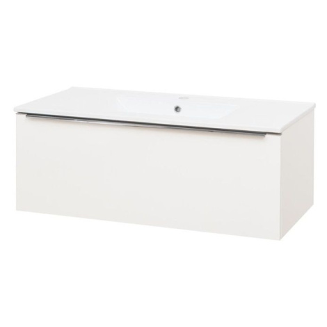 MEREO Mailo, koupelnová skříňka s keramickým umyvadlem 101 cm, bílá, chrom madlo CN517