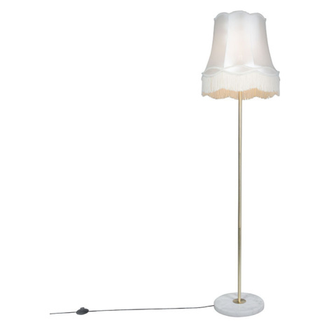 Retro stojací lampa mosaz s odstínem Granny krémová 45 cm - Kaso QAZQA