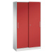 C+P Skříň s posuvnými dveřmi ASISTO, výška 1980 mm, šířka 1000 mm, světlá šedá/ohnivě červená