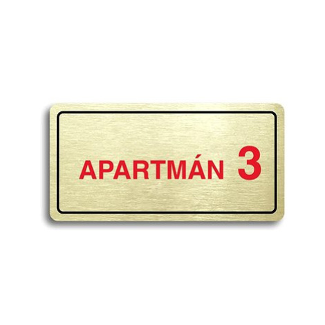 Accept Piktogram "APARTMÁN 3 II" (160 × 80 mm) (zlatá tabulka - barevný tisk)