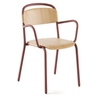 INFINITI - Židle SKOL s dřevěným sedákem a područkami