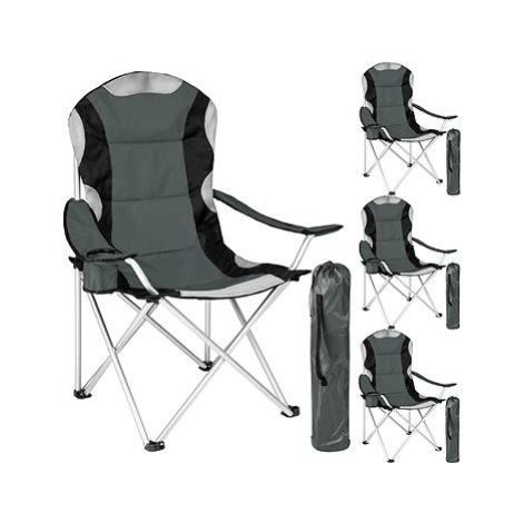 4 Kempingové židle polstrované šedé tectake