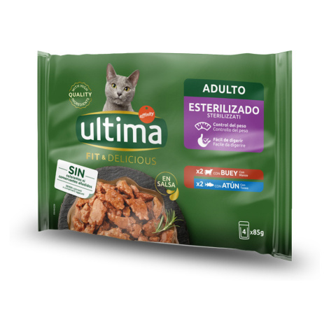Ultima Cat kapsičky, 48 x 85 g, 38 + 10 zdarma! - Sterilised hovězí a tuňák Affinity Ultima