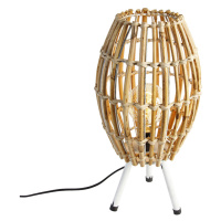 Venkovská stolní lampa stativ bambus s bílou - Canna Capsule