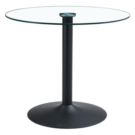 OKWISH BAROVÝ stůl 85/85/76 cm černá/průhledná ze skla a kovu s kulatou deskou
