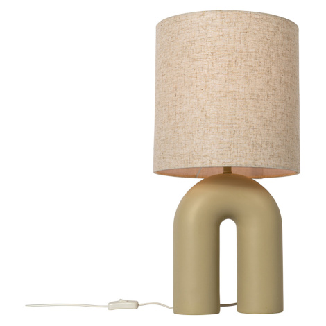 Designová stolní lampa béžová s béžovým plátěným stínidlem - Lotti QAZQA