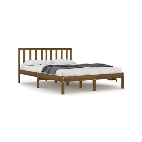 Rám postele medově hnědý masivní borovice 200 × 200 cm, 3105094 SHUMEE