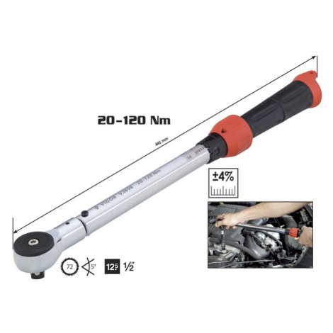 Momentový klíč 1/2", 20-120 Nm, přesnost 4% - VIGOR V3898