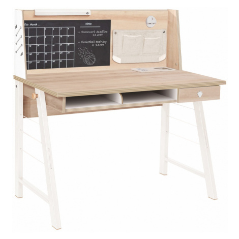 Malý studentský psací stůl s nástavcem veronica - dub světlý/bílá