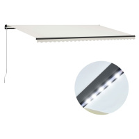 vidaXL Ručně zatahovací markýza s LED světlem 600 x 300 cm krémová