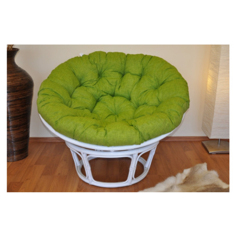 Papasan DIAS — ratan, látka, ⌀115 cm, bílá / více barev Světle zelený melír