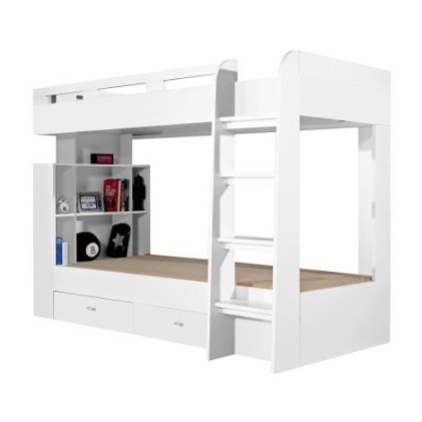 Dvoupatrová postel se zásuvkami Tablo 90x200 cm, bílá Asko
