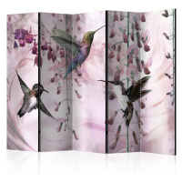 Paraván Flying Hummingbirds (Pink) Dekorhome 225x172 cm (5-dílný),Paraván Flying Hummingbirds (P