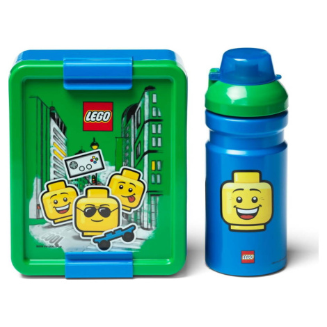 Set zeleno-modrého svačinového boxu a lahve na pití LEGO® Iconic