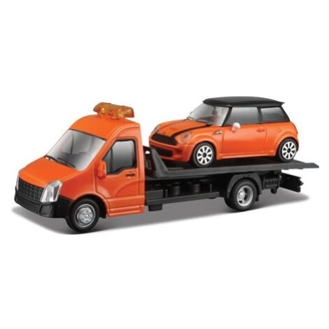 Bburago 1:43 Odťahovka + Mini Copper S oranžové