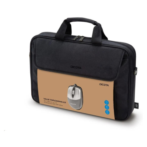 DICOTA Value Toploading Kit 14-16, Brašna na notebook s přiloženou optickou myší, černá