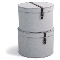 Světle šedé kartonové úložné boxy s víkem v sadě 2 ks ø 37,5x25,5 cm Rut – Bigso Box of Sweden